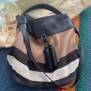 Burberry Susanna Tassel Hobo Canvas Med